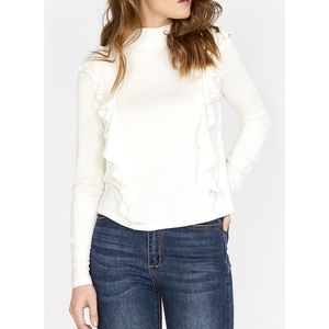 📦 MOVING SALE: (NWT) Buffalo Ruffle Front Mock Neck Long Sleeve Top